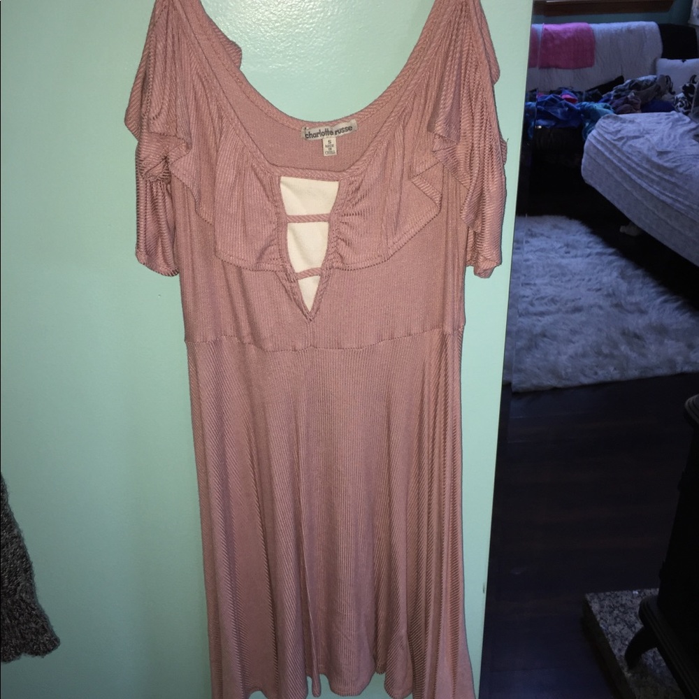 Fit and flare cold shoulder dress